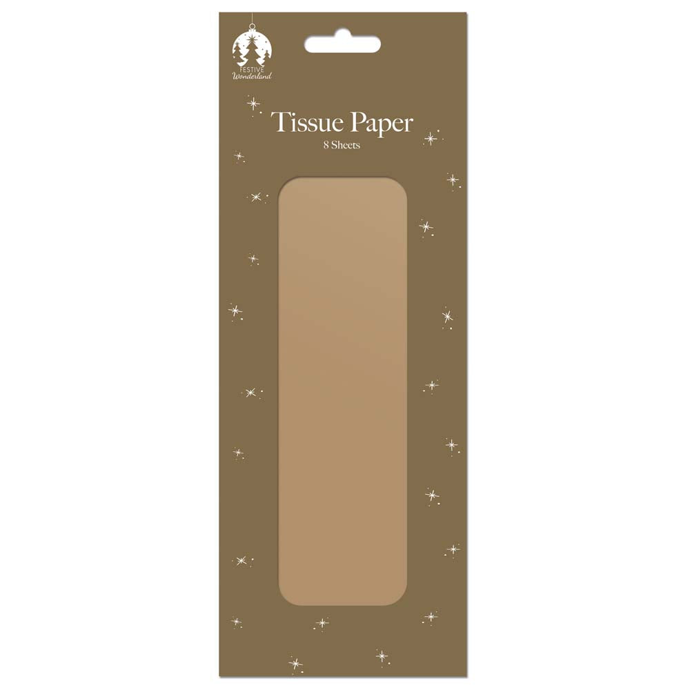 Christmas Gold Gift Wrap Tissue Paper with White Stars | Pack of 8 Sheets
