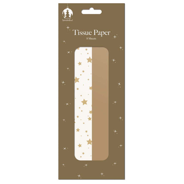 Christmas Assorted Gold and Gold Stars Gift Tissue Paper | Pack of 8 Sheets