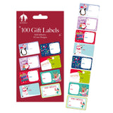 Christmas Assorted Self-Adhesive Gift Labels | Pack of 100, 8 Designs