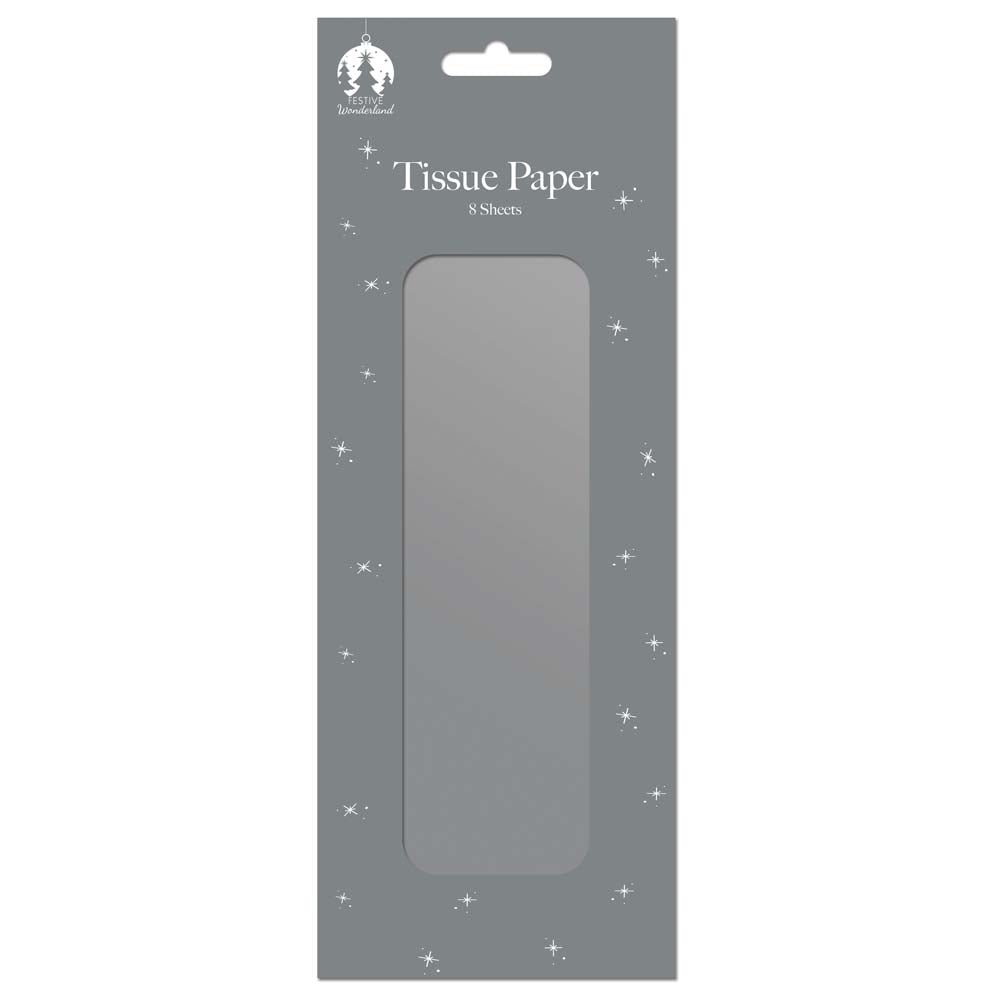 Christmas Silver Tissue Paper for Gift Wrapping | Pack of 8 Sheets