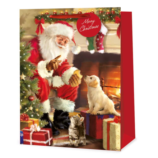 Christmas Traditional Santa Gift Bag | Extra Large, Built-In Handles