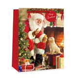 Christmas Traditional Santa Gift Bag | Large, Assorted Designs, Ribbon Handle