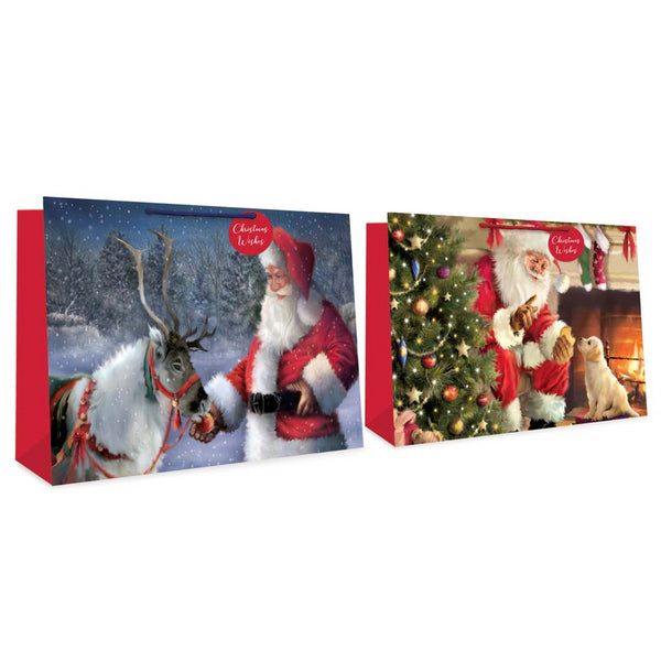 Christmas Traditional Gift Bag | Super Jumbo, Assorted Santa Designs