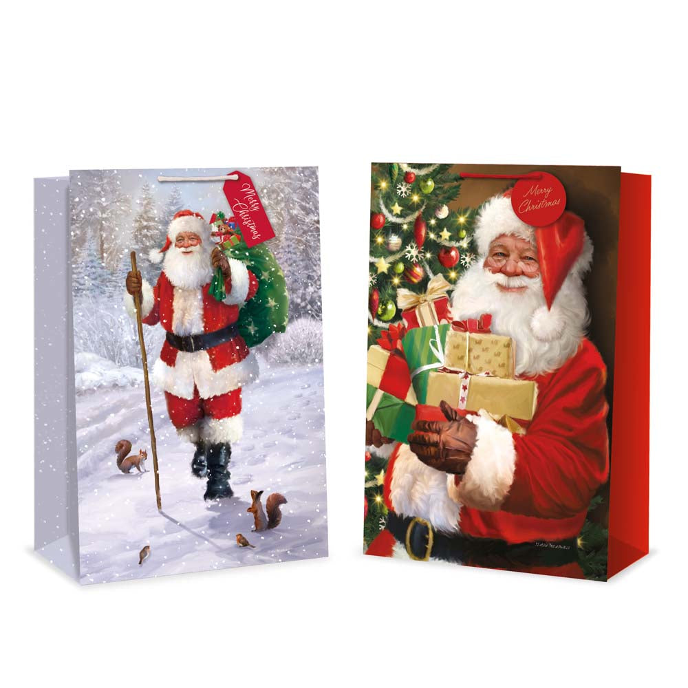 Christmas Traditional Santa Gift Bag | Super Jumbo, Assorted Designs, Handles