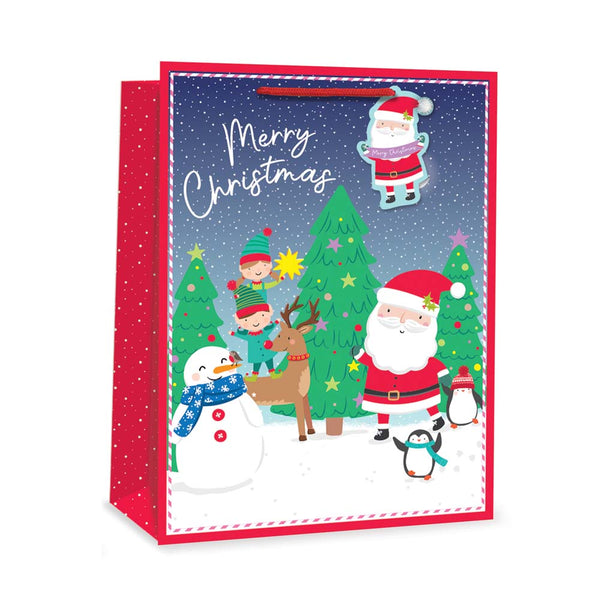 Christmas Extra Large Kids Santa Gift Bag | Assorted Designs, Red Rope Handle