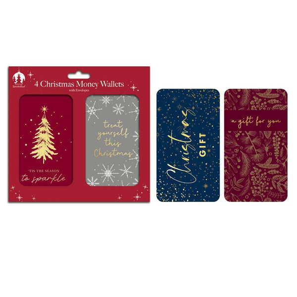 Christmas Contemporary Money Wallets | Pack of 4, Assorted Designs, Envelopes