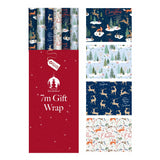 Tallon Country Woodland Christmas Wrapping Paper | 7m, Navy, Light Blue, White