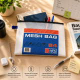 Durable Mesh Document Bag with Zip | B4, Water-Resistant, Blue, Red and White