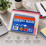 A5 Durable Mesh Zip Storage Bag | Pack of 3, Assorted Zip Colours