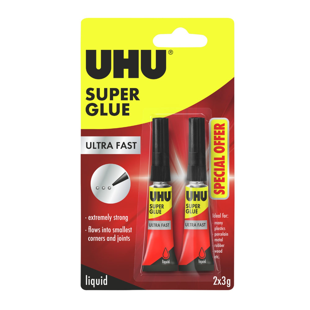 UHU Liquid Super Glue Adhesive | 2 x 3g, Ultra-Fast Strong Bond
