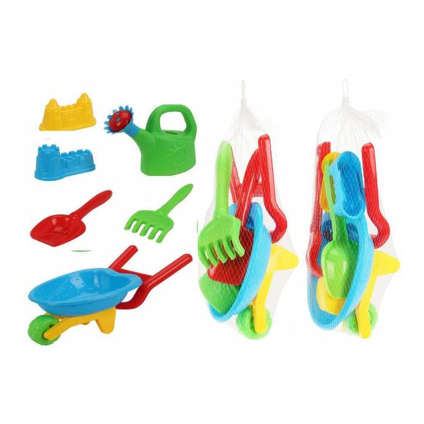 Beach Set with Wheelbarrow Sand Play Toys | Assorted Colours, Mesh Bag