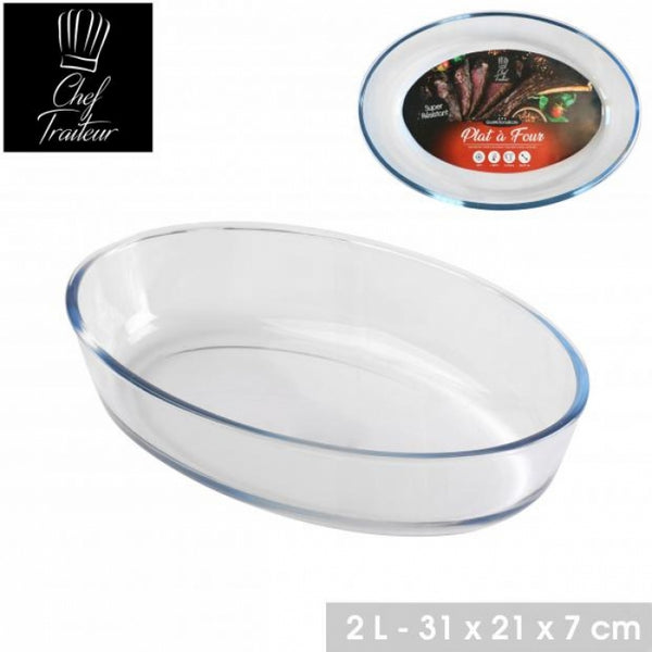 Chef Traiteur Oval Glass Oven Dish | 2L | 31 x 21cm