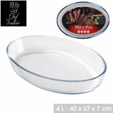 Chef Traiteur Oval Glass Oven Dish | Heat-Resistant | 4L Capacity | 40 x 27cm