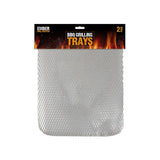 Diamond Mesh BBQ Grill Trays | Pack of 2, Silver, Raised Tray Design