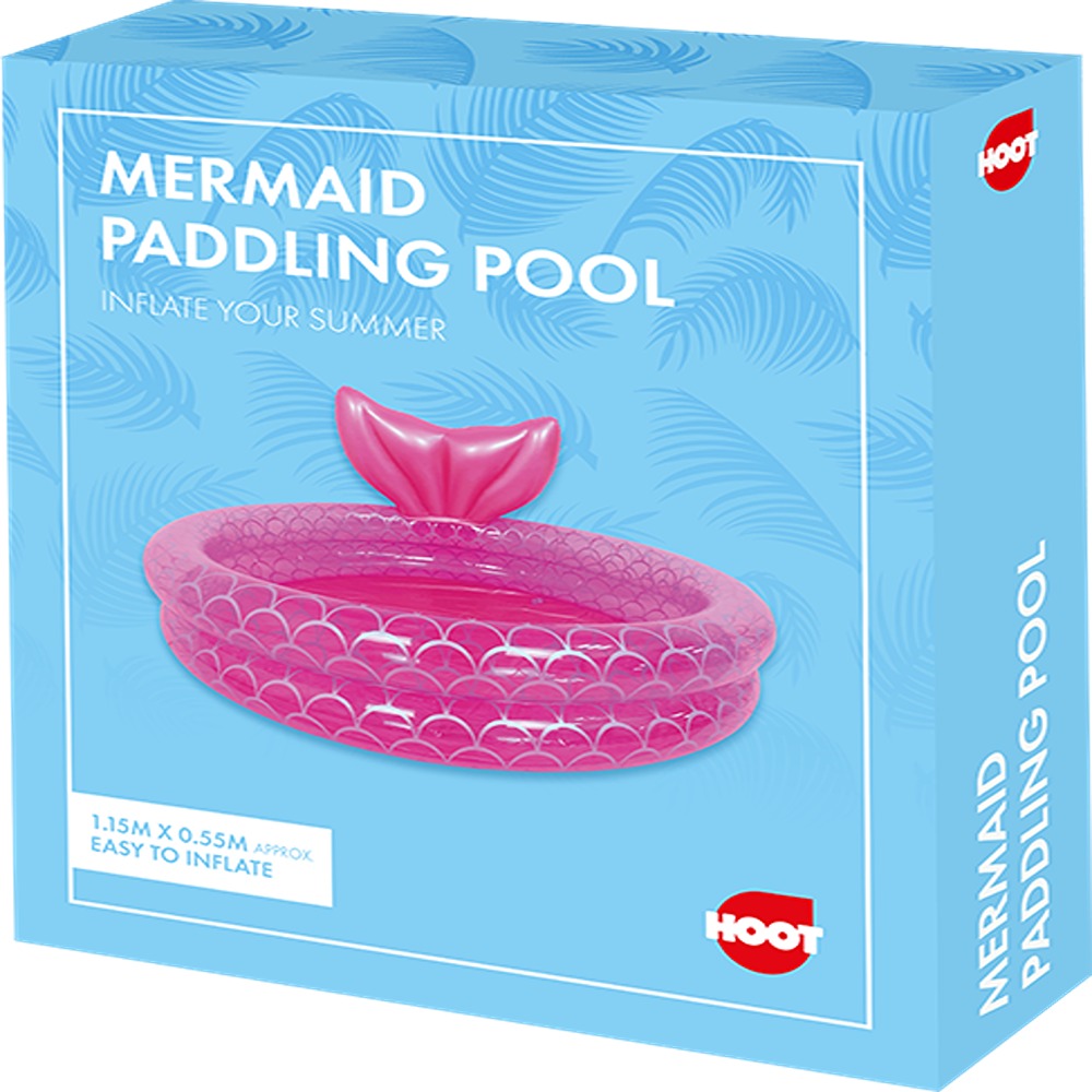 Hoot Inflatable Mermaid Paddling Pool | Pink 1.15m x 0.55m