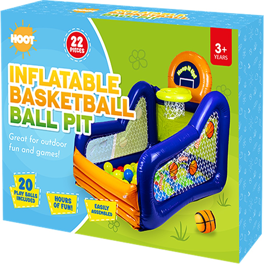 Hoot Inflatable Basketball Ball Pit | Includes 20 Play Balls