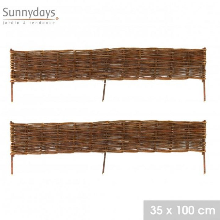 Sunnydays Natural Woven Willow Garden Border Fence | 35 x 100 cm