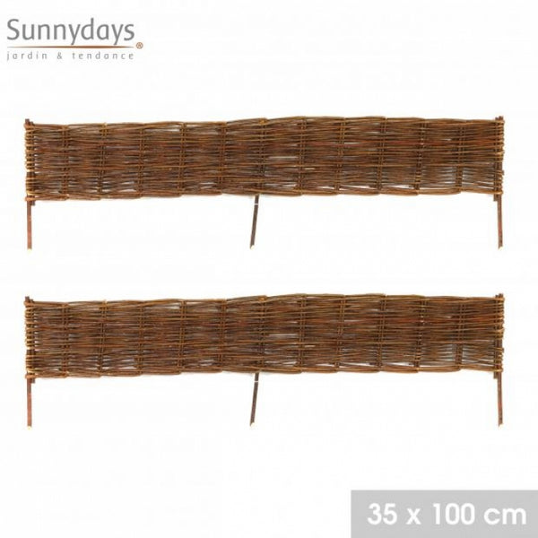Sunnydays Natural Woven Willow Garden Border Fence | 35 x 100 cm