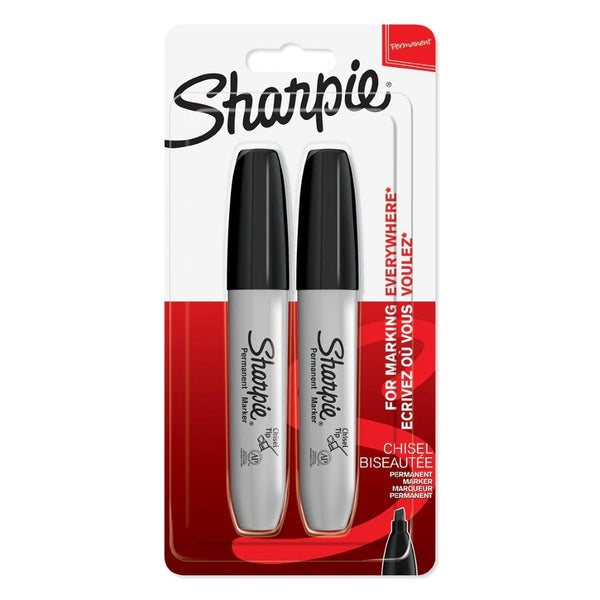Sharpie Permanent Marker with Chisel Tip | Black, 2-Pack