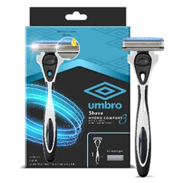 Umbro Shave Kit: 1 Handle + 3 Cartridges, Blue - Smooth Shave