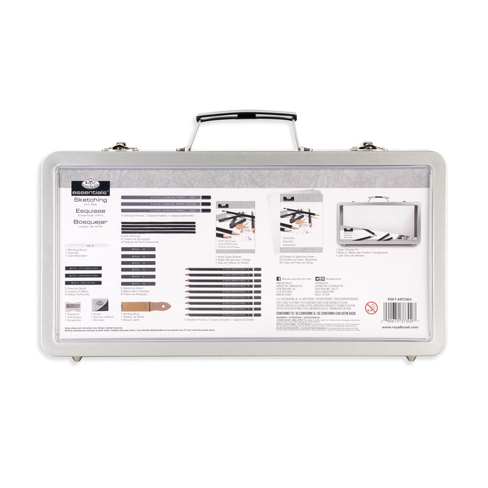 Royal & Langnickel Large Window Sketch Art Set | 51 Piece, HB–6B, Charcoal