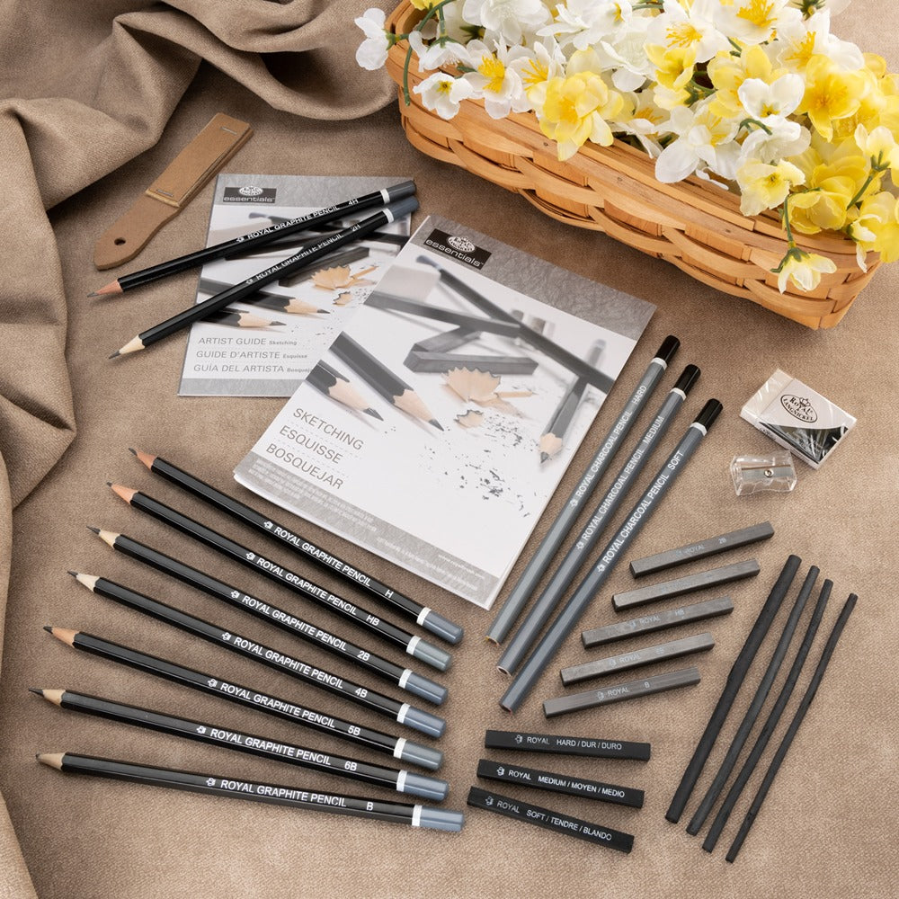Royal & Langnickel Large Window Sketch Art Set | 51 Piece, HB–6B, Charcoal