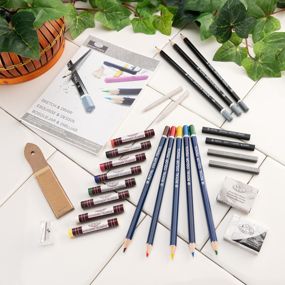 Royal & Langnickel Large Sketch & Draw Art Set | 48 Pieces, Graphite & Charcoal