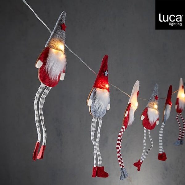Christmas Red Gnome LED String Garland | 165 cm, Warm White Lights
