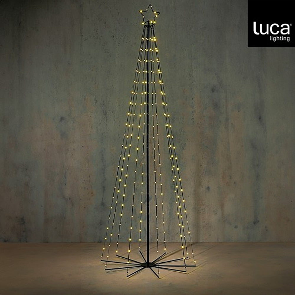 Christmas Black Outdoor Warm White LED Tree | H300 x D100, Star Topper