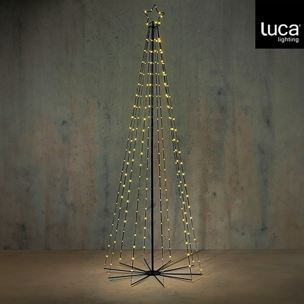Christmas Black Outdoor Warm White LED Tree | H300 x D100, Star Topper