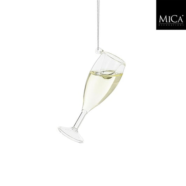 Christmas Tilted Pour Champagne Glass Hanging Ornament | Champagne Liquid, Chain