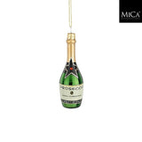 Christmas Prosecco Glass Bottle Tree Decoration | Green, Gold Glitter