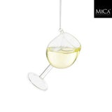 Christmas Clear Hanging Wine Glass Ornament | Liquid Fill, Silver Cord