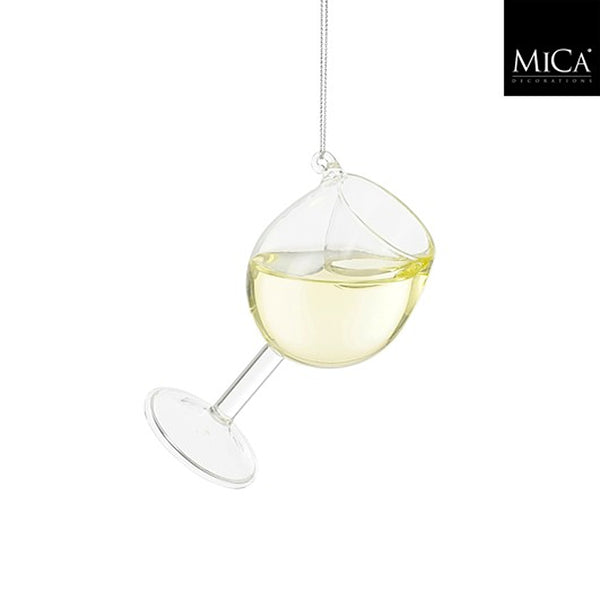 Christmas Clear Hanging Wine Glass Ornament | Liquid Fill, Silver Cord
