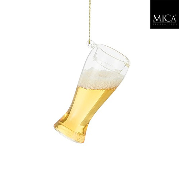 Christmas Beer Glass Decoration Ornament | Realistic Pilsner, Hanging Loop