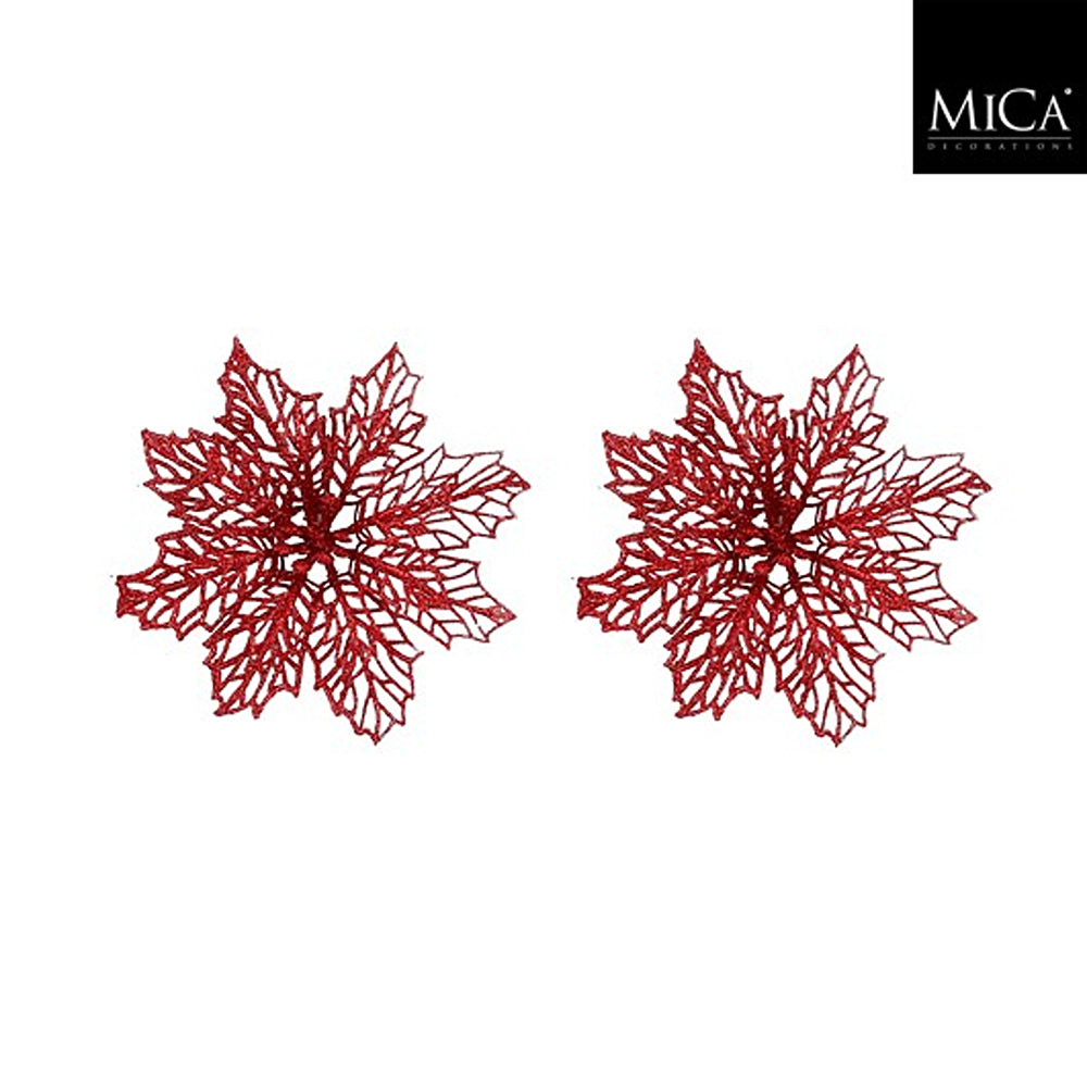 Christmas Red Poinsettia Decorative Clip | Pack of 2, D 13cm