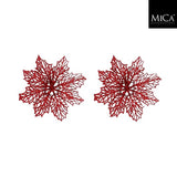 Christmas Red Poinsettia Decorative Clip | Pack of 2, D 13cm