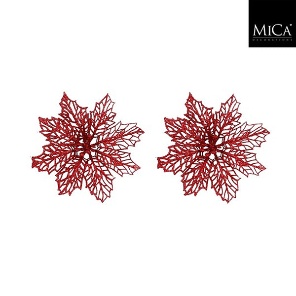 Christmas Red Poinsettia Decorative Clip | Pack of 2, D 13cm