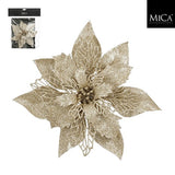 Christmas Champagne Glitter Poinsettia Clip | 20cm, Layered Petal Design