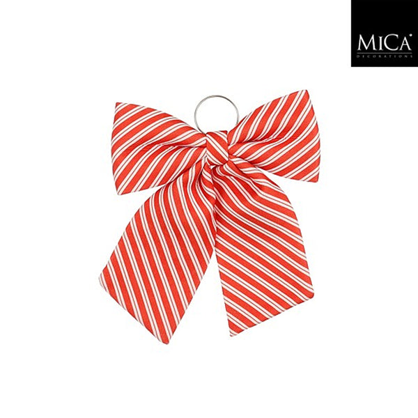 Christmas Red Stripe Bow 32 x 40cm Decorative Bow | Pre-Tied, Metal Ring