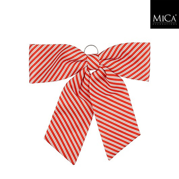 Christmas Red Stripe Candy-Cane Bow | 57 x 63cm, Pre-Tied Hanging Ring