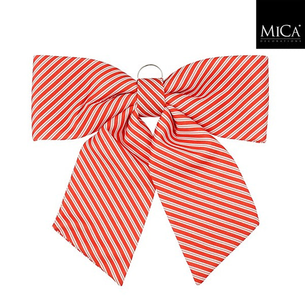 Christmas Red Stripe Double-Loop Decorative Bow | 67 x 72cm, Pre-Tied