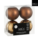 Christmas Mocha Mix Bauble Pack of 4 | 10 cm, Recycled Plastic, Shatterproof