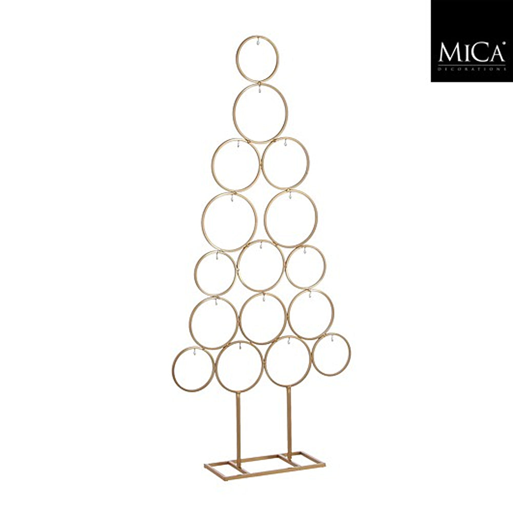 Christmas Metal Tree Bauble Stand | Gold-Tone, Freestanding, H117