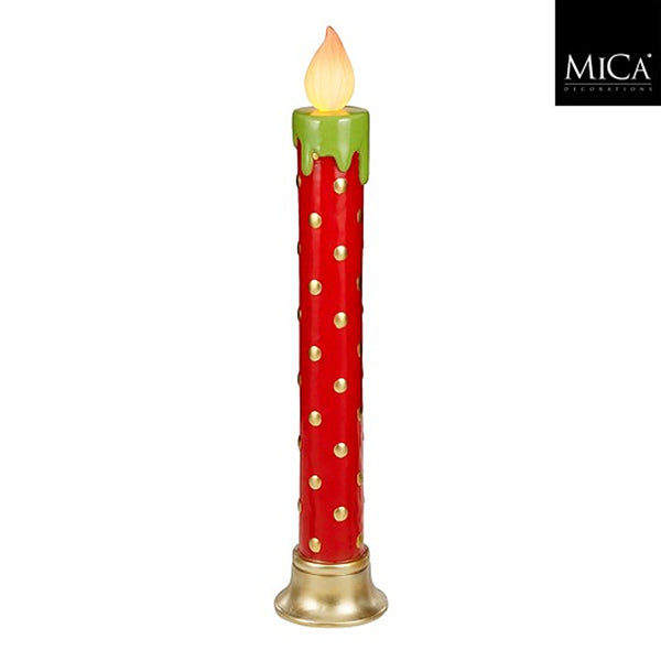 Christmas Large Flameless LED Candle | 123cm, Red with Gold Polka-Dot Studs