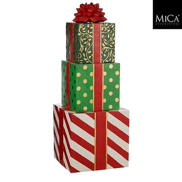 Christmas 3-Tier Present Stack H132cm | Assorted Designs, Gold Accents