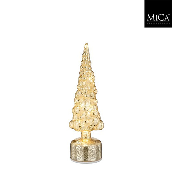 Christmas Rotatable Glass Tree Illuminated Decoration | H 32cm, Antique Gold
