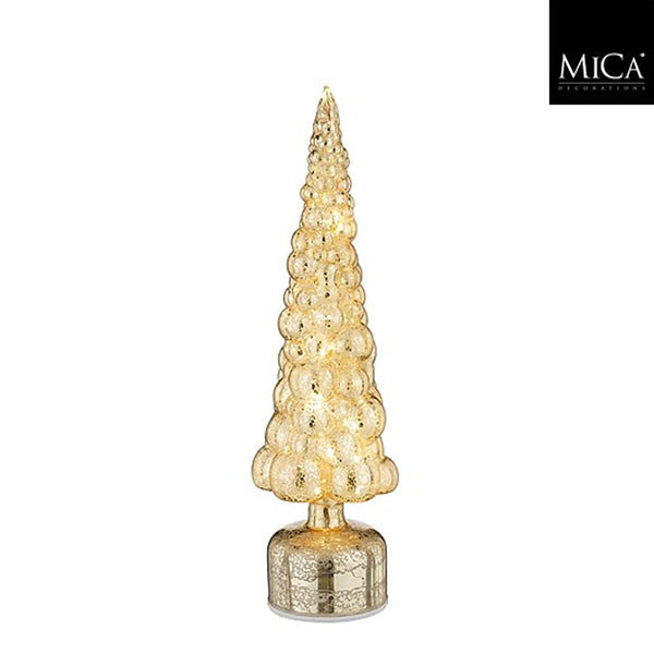 Christmas Rotating Glass Tree | 40 cm, Integrated Lighting, Crackle Finish