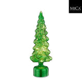 Christmas Rotating Emerald Green Glass Tree | 39cm, Pre-Lit, Glitter-Infused
