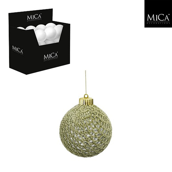 Christmas Green Textured Bauble | 10cm, Glitter Finish, Gold Cap
